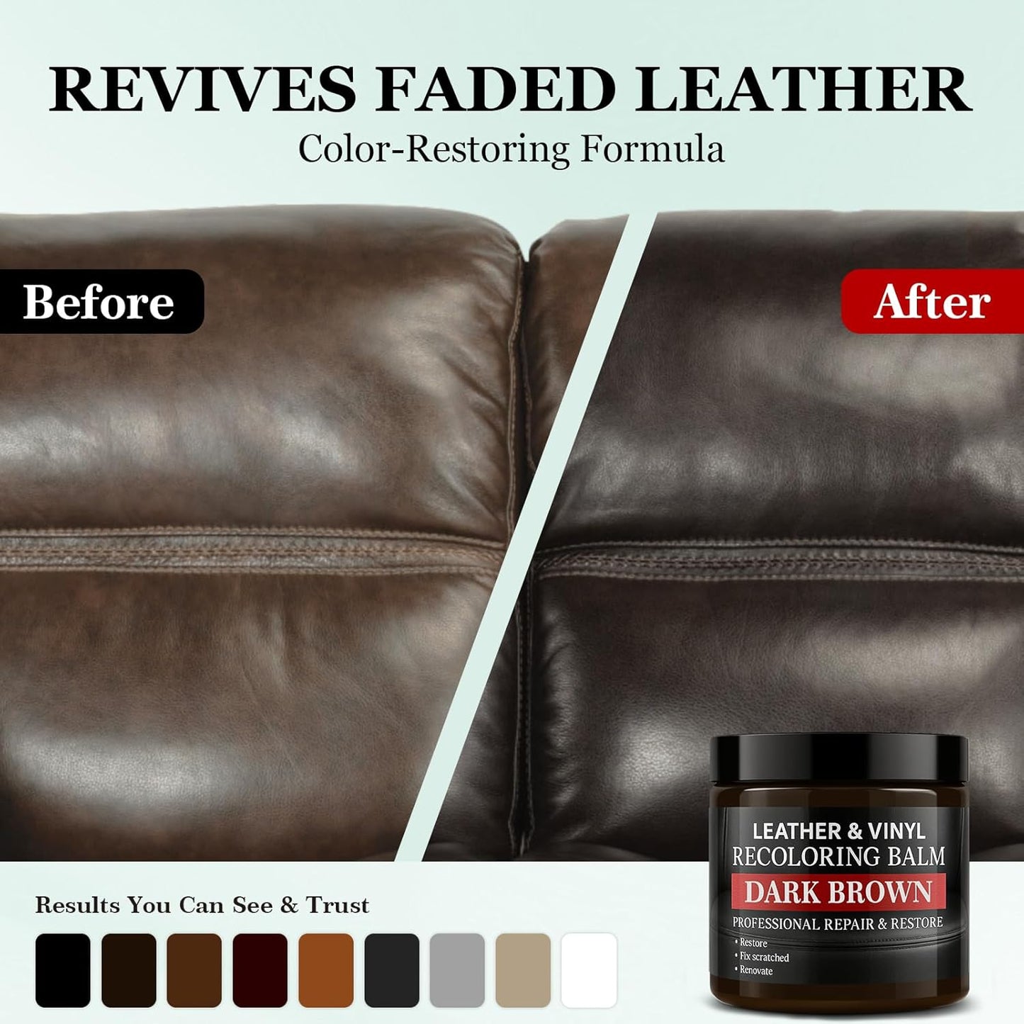 Leather Color Restorer, Leather Recoloring Balm, Scratch Remover, Leather Dye, Leather Paint, Leather Repair Kit for Furniture Couches Car Seats Shoes Bags, Maroon