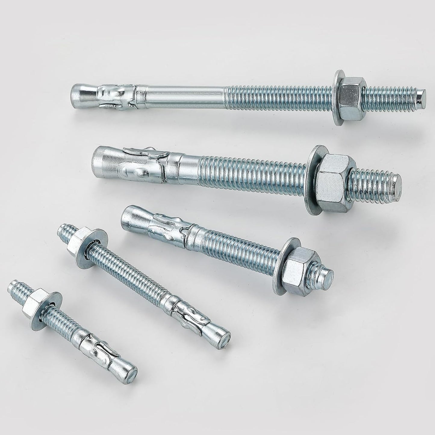 5/8x4-1/4 10Pcs Inch Standard Fasteners for Heavy-Duty Zinc Wedge Anchors for Cement and Concrete