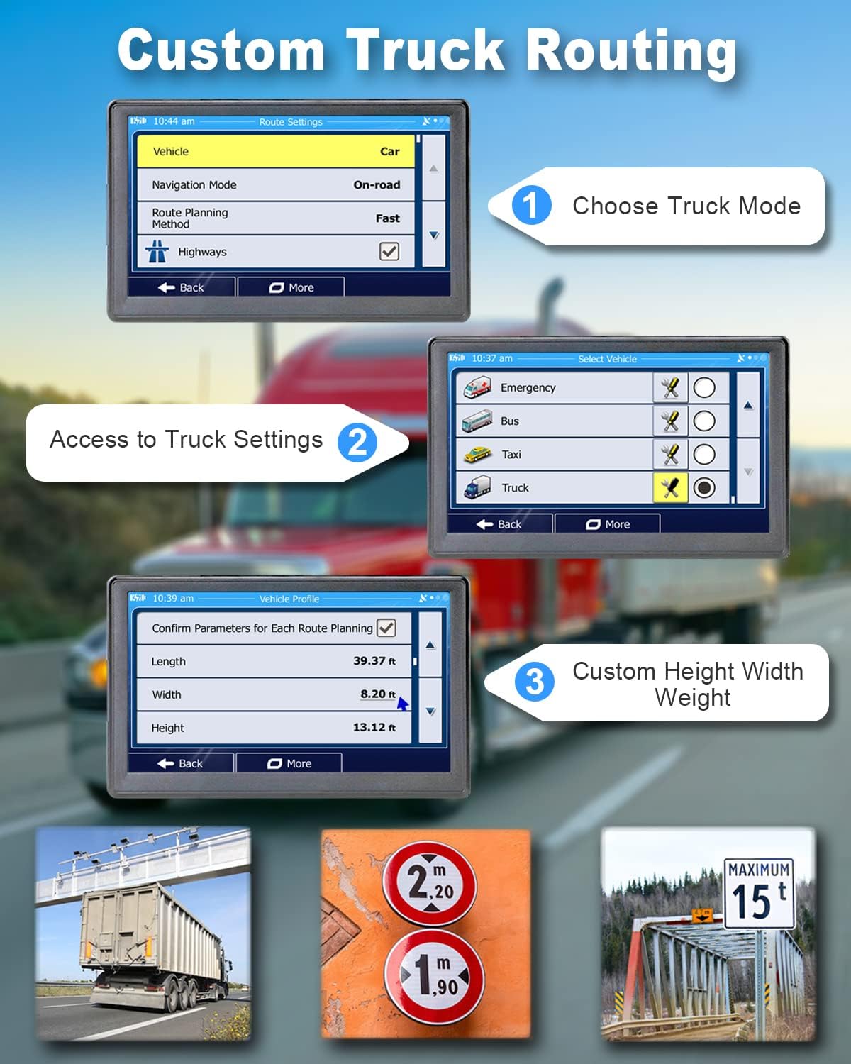 GPS Navigator for Car, Truck GPS Commercial Drivers 2025, Trucker GPS of Semi Turck, Lifetime Free Maps Updates, with 7 inch Touch Screen, Spoken Driver Alerts