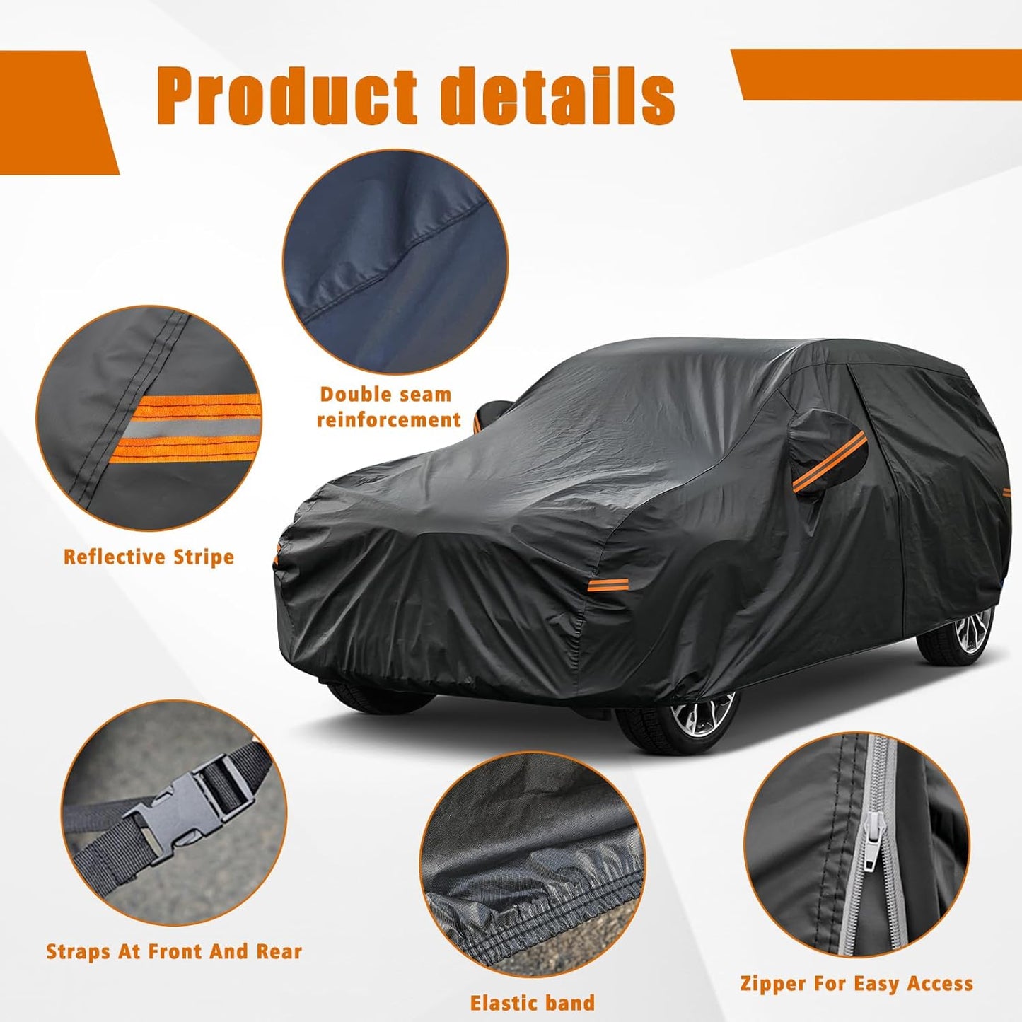 Kayme 7 Layers SUV Car Cover Custom Fit for Chevrolet Chevy Equinox (2005-2025) Waterproof All Weather for Automobiles, Outdoor Full Cover Rain Sun UV Protection.Black