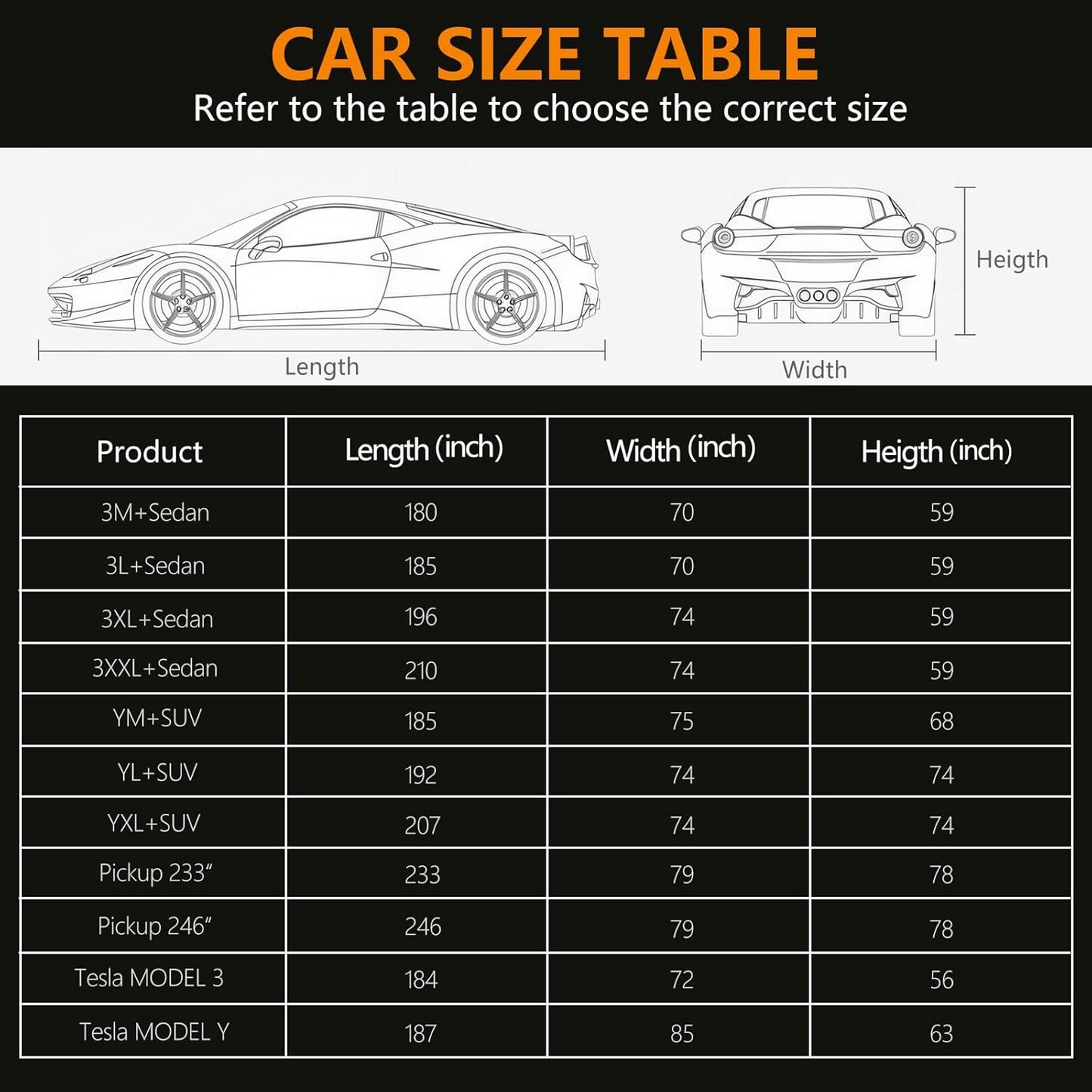 Car Cover Waterproof All Weather,6 Layers Car Covers for Automobiles, Full Exterior Cover with Zipper, Outdoor SUV Car Cover Sun UV Rain Snow Wind Protection, Fit for 207"(207*75*74 inch)SUV