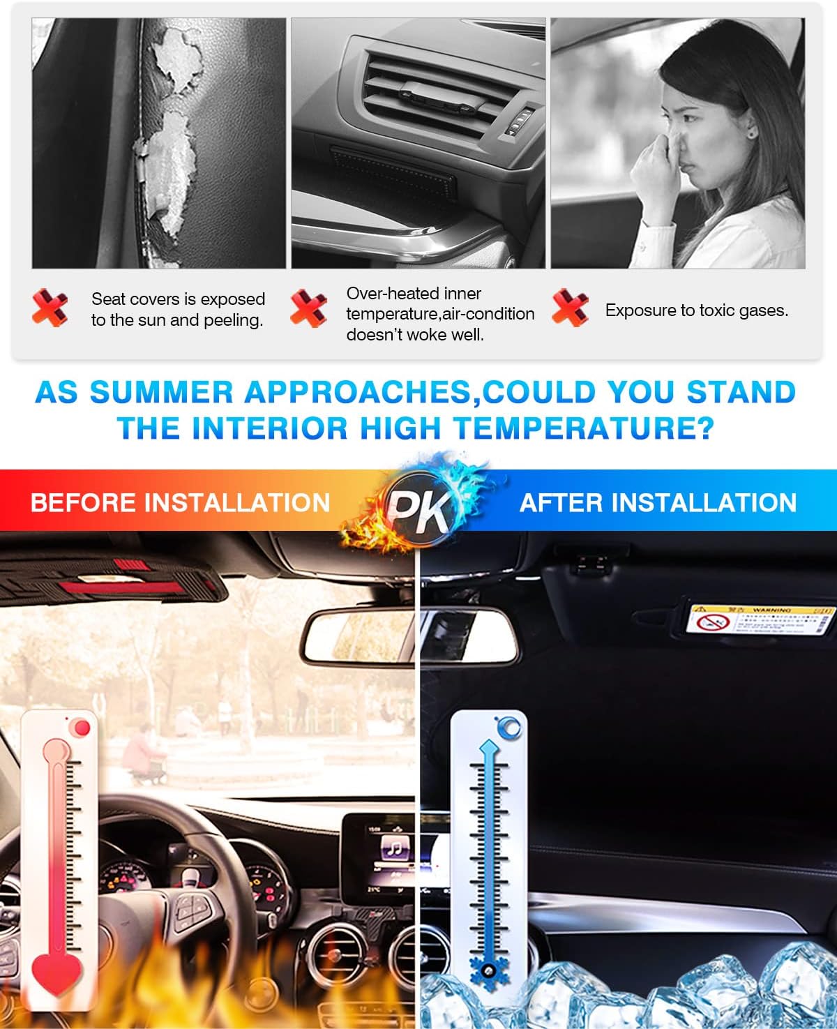 KUST Windshield Sun Shade for GMC Hummer EV 2022-2023 2024 2025 Window Shade Sun Visor Cover Foldable Blocks UV Rays Keep Your Car Cooler