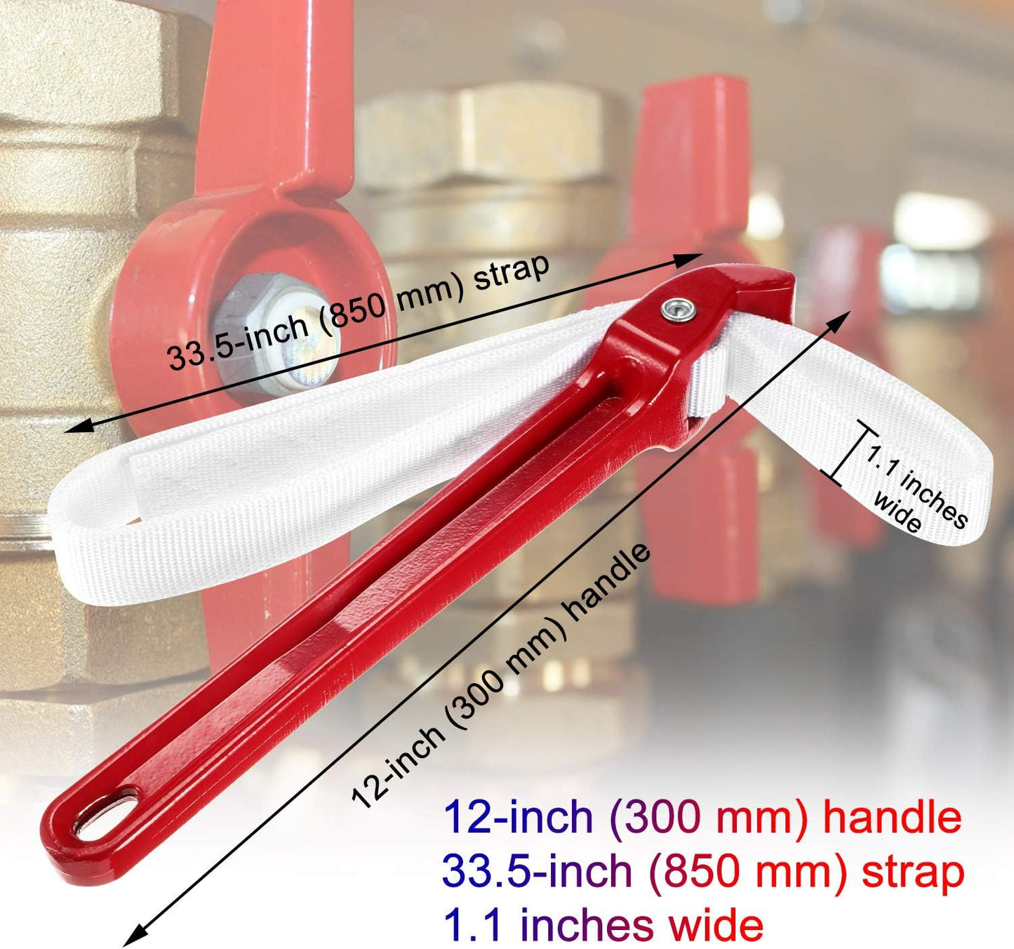 Mudder 12 Inch Strap Wrench Adjustable Pipe Nylon Plumbing Strap Wrench Oil Filter Jar Opener Handle Belt Anti-sliding Fixed Tool