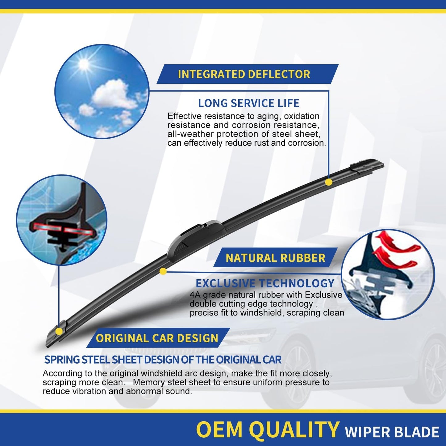 3 Wipers Factory Replacement For 2009-2012 Subaru Forester,2005-2009 Subaru Legacy Outback -Original Equipment Windshield Wiper Blades Set 24"+18"+14" (Set of 3)