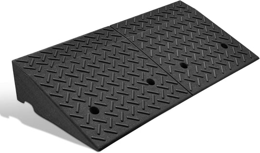 DNA MOTORING 6.3" Rise Rubber Curb Ramp Heavy Duty Loading Driveway Ramp Threshold Ramp 39 in L x 19.5 in W x 6.3 in H for Loading Dock, Warehouse, Wheelchair, Motorcycles, Cars, TOOLS-00652