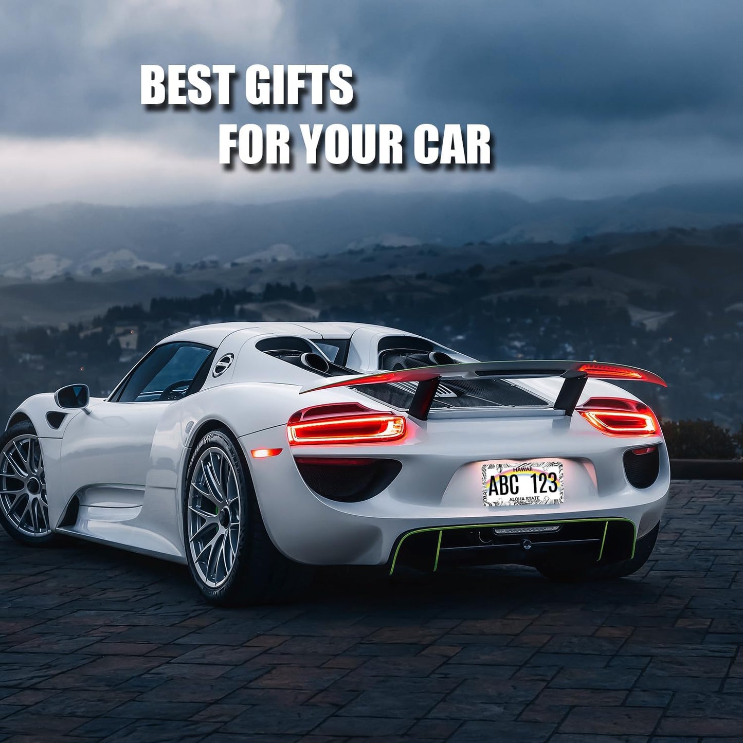 Abstract Marble Print License Plate Frame Wood Texture Marble License Plate Stainless Steel Colorful Car Accessory Funny License Plate Decoration Men Women Size 12.2"x6.2" with Screws