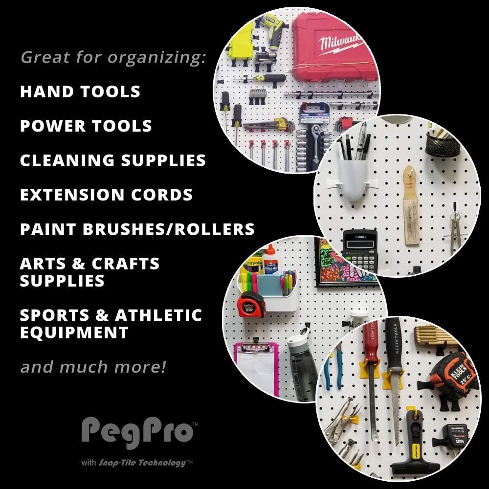 PegPro® 2" Hooks Kit for Standard “Wood Fiber” pegboard – Durable Plastic Pegboard Hooks - for Garage, Kitchen, Craft Room, and More (2" Hook - 24 Pack, Black)