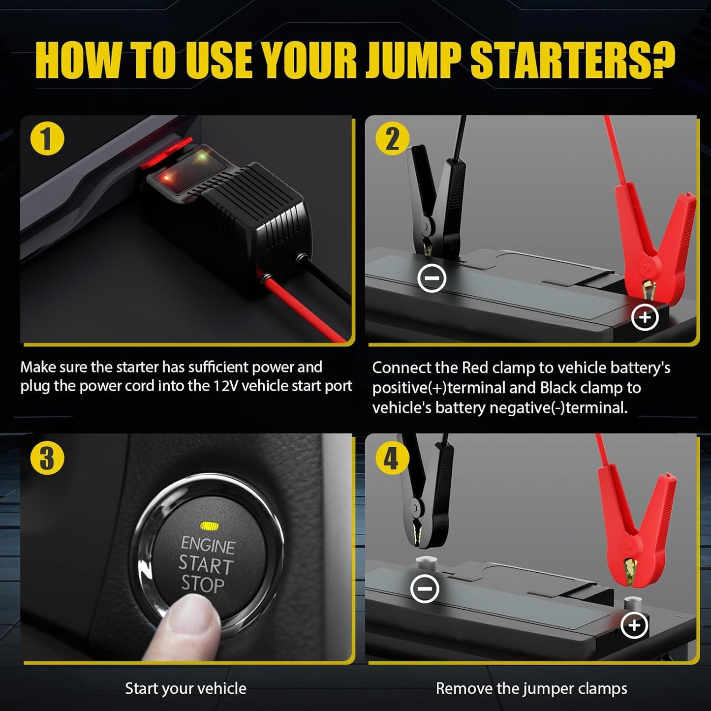 012 Jump Starter Battery Pack, 4000A Peak Car Battery Charger Jump Starter for Up to 10.0L Gas or 8.0L Diesel Engine,12V Car Jumper Starter Portable with Full LCD Screen & LED Light & USB