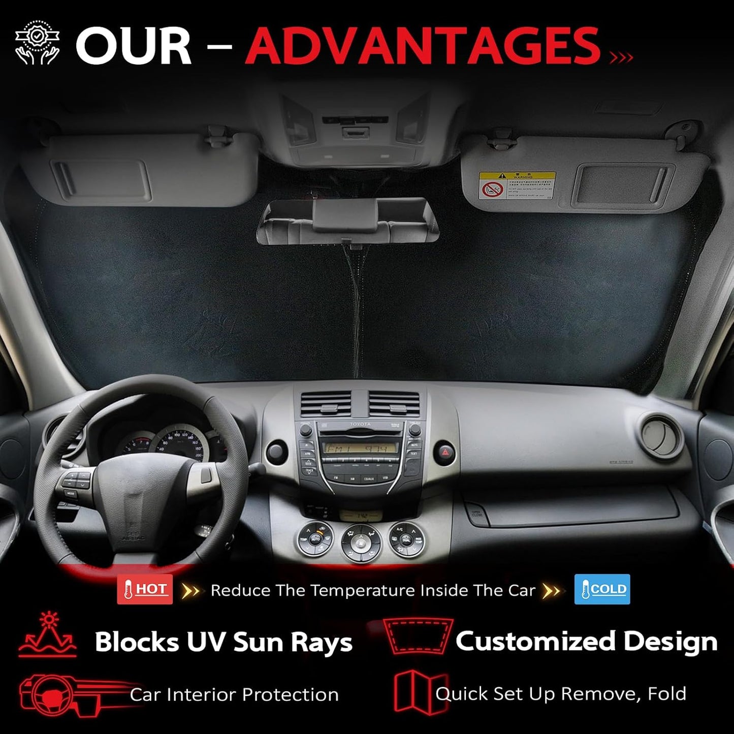 KAYZT Windshield Sun Shade for 2013-2017 Subaru Crosstrek SUV Foldable Sunshade Front Window Custom Fit Car Accessories
