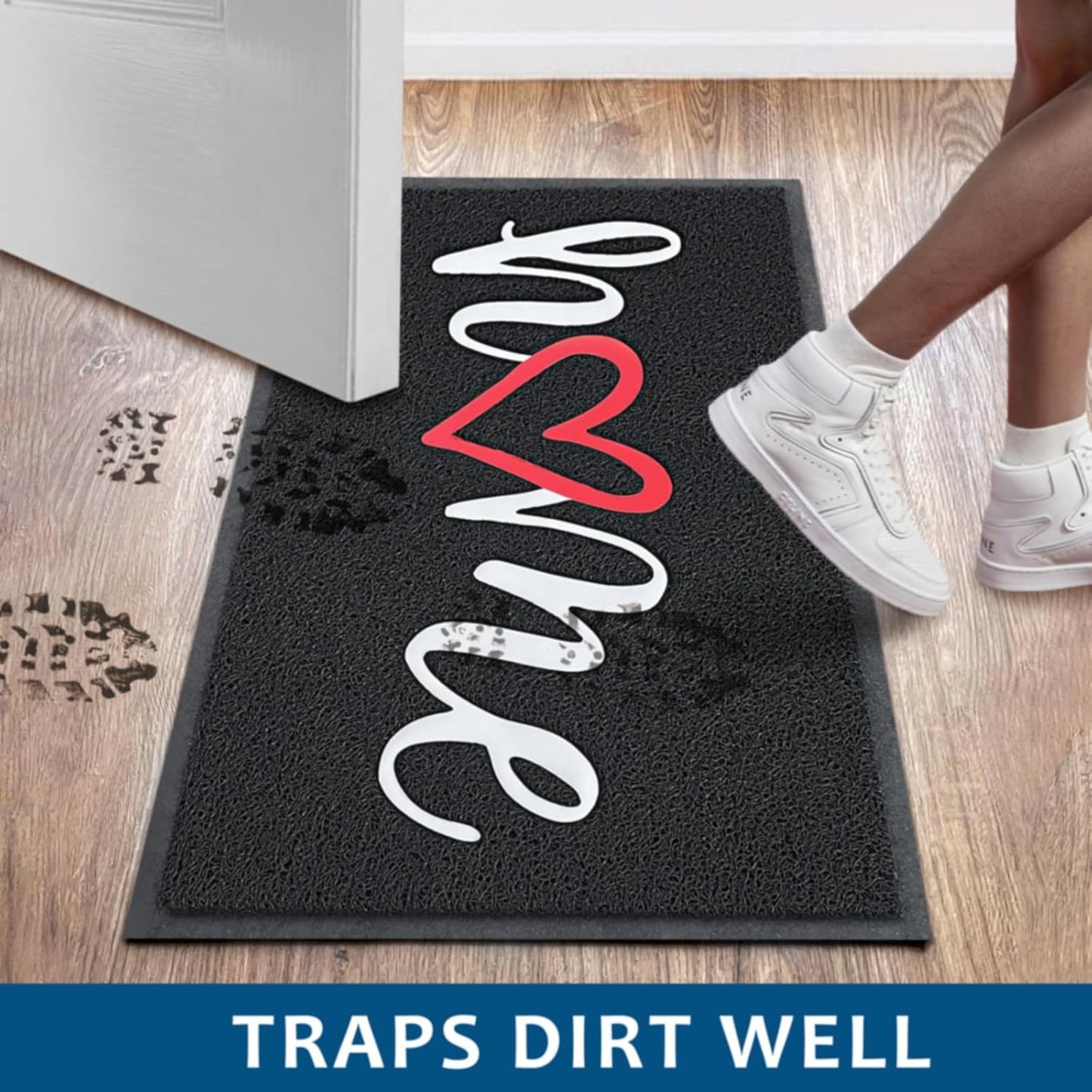 EARTHALL Door Mat 3-Pack Outside Inside Home Doormat 30"x17.5" Durable Floor Mat Non Slip Rug Ultra Absorb Mud Easy Clean Front Doormat for Garage, Entryway, Patio, High Traffic Areas, Black