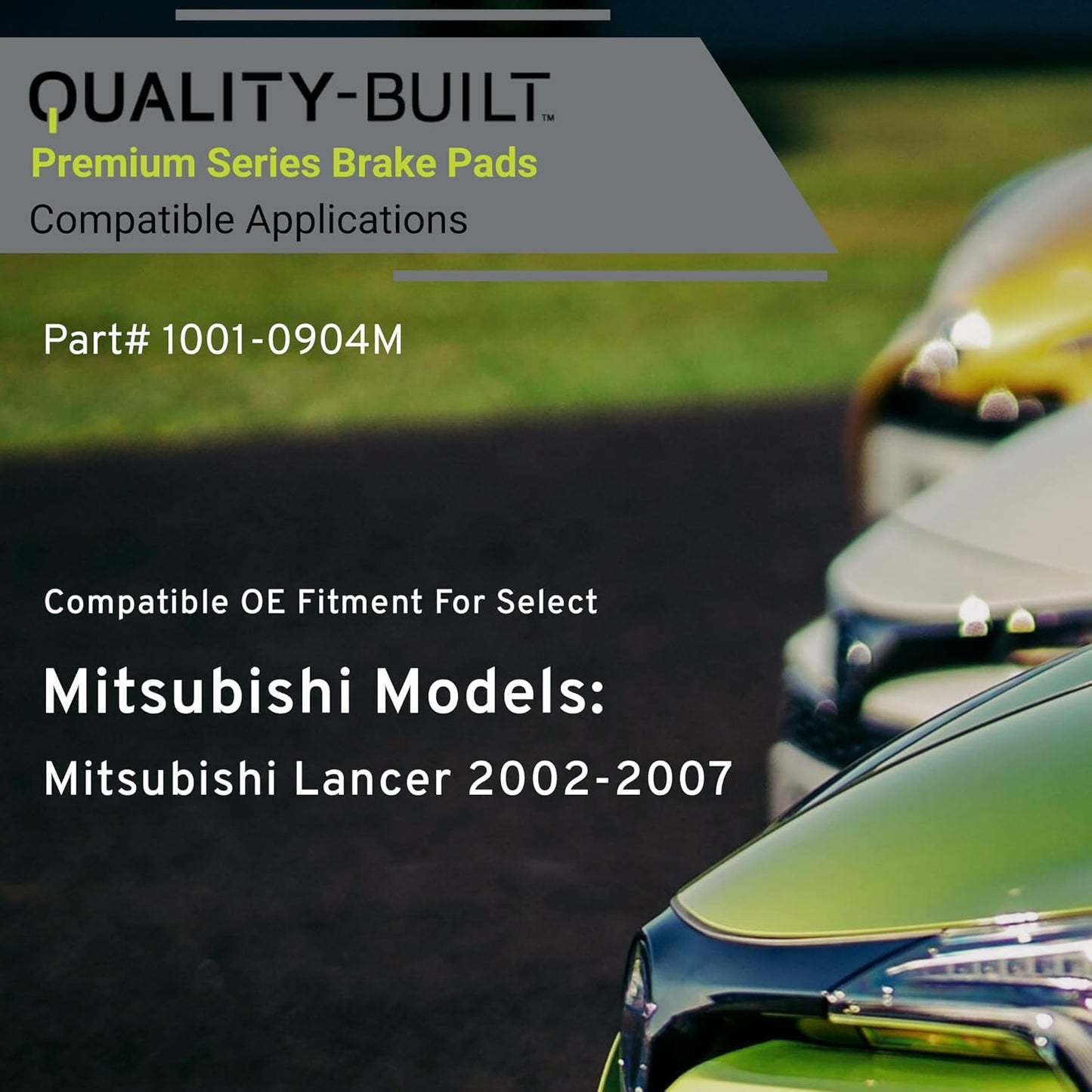Premium Semi-Metallic Front Brake Pads (1001-0904M) Compatible with Mitsubishi Lancer 2002-2007