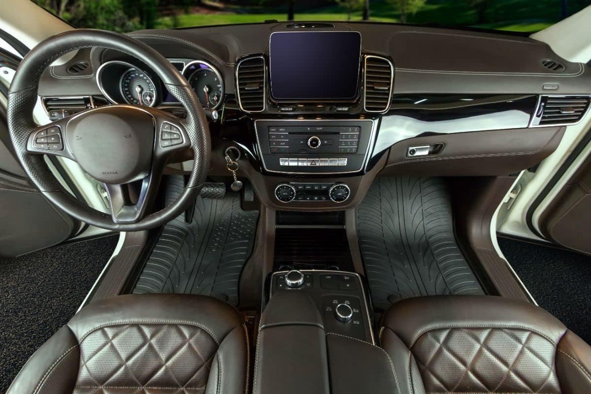 Gledring USA Custom Fit All-Weather Rubber Floor Mats Intended for Mercedes Benz C-Class W203 2001-2007, No Trimming Required, Tailored Custom Fit, Protects from Rain, Mud, & Snow