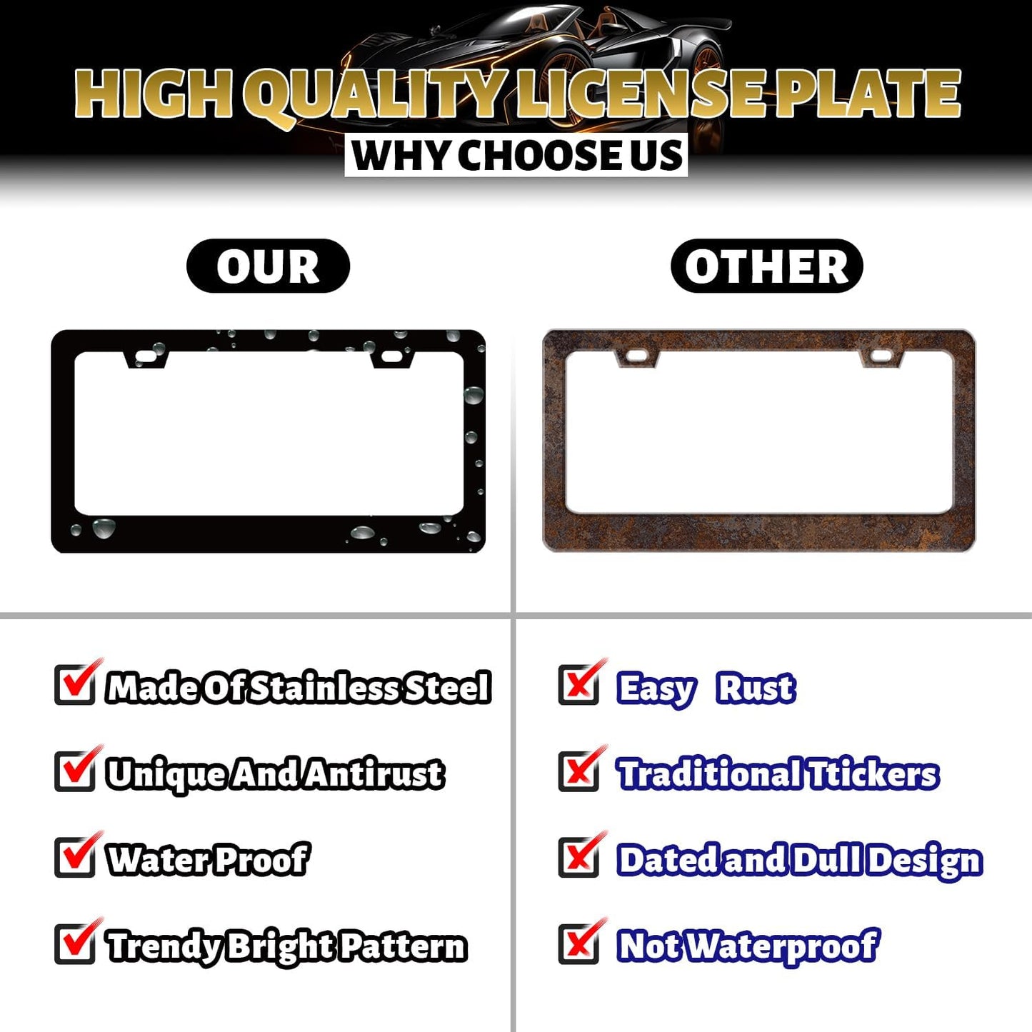 Sea Turtle License Plate Frame Blue Turtles License Plate Stainless Steel Ocean Animals Funny Accessories Cars Decor 12.2 X 6.2 Inch with 2 Holes and Screws Fits Standard Us Ca Vehicles