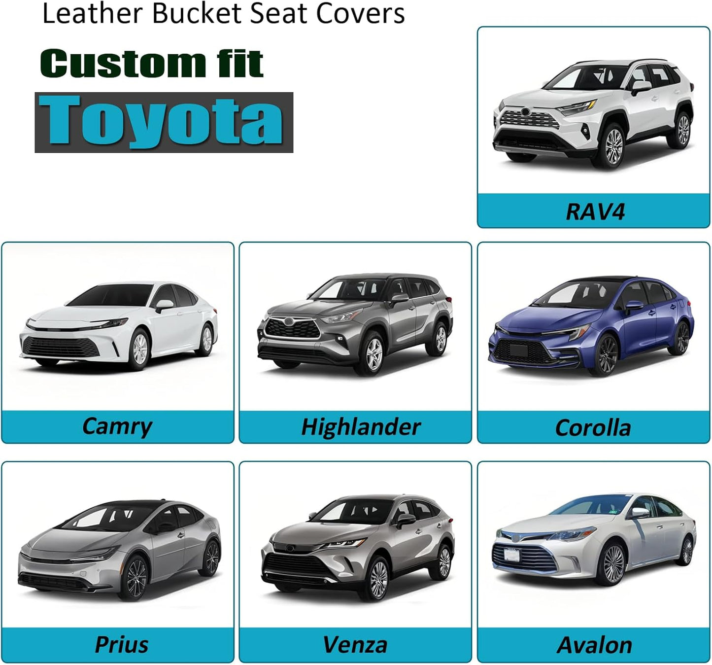 GIANT PANDA Front Car Seat Cover Custom Fit Toyota, 3D Air Mesh Car Seat Covers for Toyota Rav4 Camry Highlander Corolla Prius (Black) 2-Pack