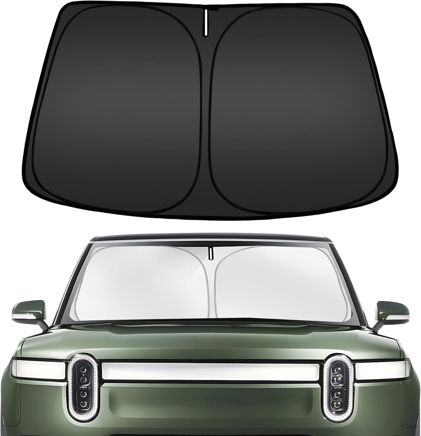 ARISMOTOR Windshield Sun Shade for Rivian R1S 2022-2025 2026, Custom Fit Foldable Front Window Sunshade Sun Visor Protector, Block UV Rays Keep Your Car Cooler