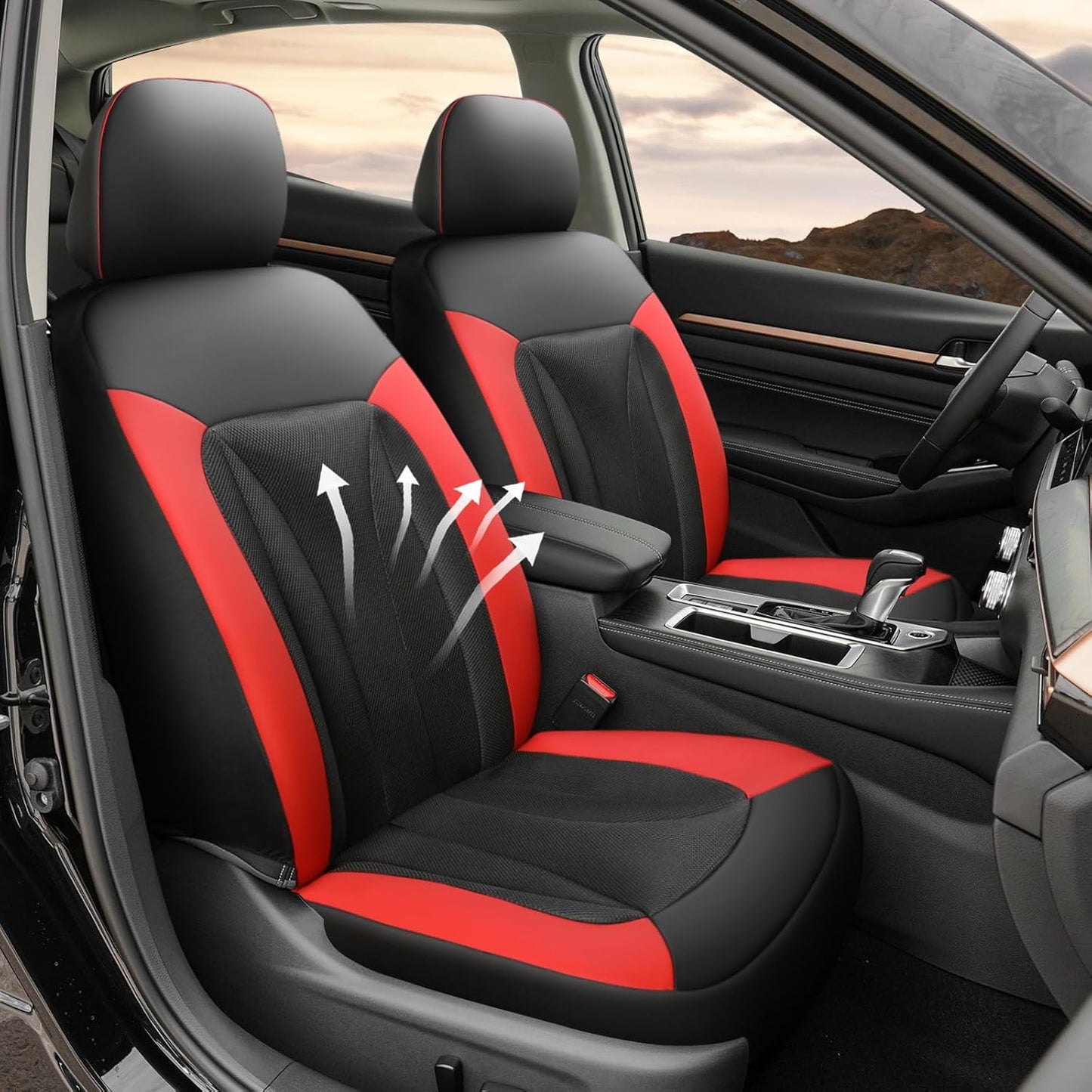 GIANT PANDA Front Car Seat Cover for Jeep, 3D Air Mesh Car Seat Covers Custom Fit Jeep Grand Cherokee Wrangler Compass Gladiator Wagoneer (Red) 2-Pack