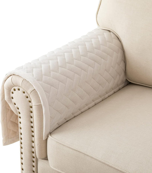 Eismodra Armrest Covers,Couch Cover,Sofa Cover,Backrest Covers,Anti-Slip Armchair Slipcovers for Dogs Cats Pet Loveseat Recliner Leather L Shaped,White 28 x 28 Inches (Only 1 Piece)