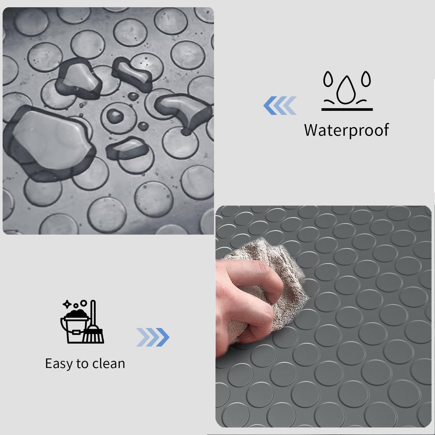 Premium Garage Floor Mat, Commercial Grade Heavy Duty Parking Mat for Garage Floor, Golf Cart Parking, Water/Stain Resistant Floor Runner (Grey Coin, 4 x 13 Feet)