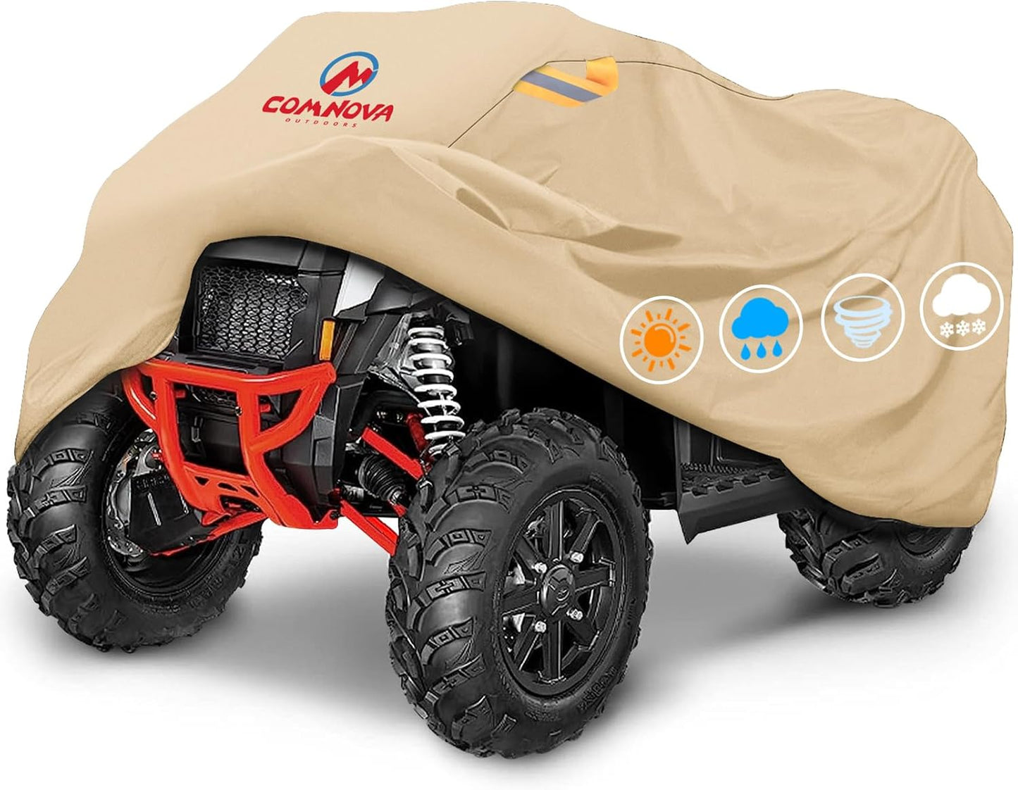 Comnova ATV Cover for 4 Wheelers - 101 Inch ATV Covers 600D Waterproof Heavy Duty, Outdoor Four Wheeler Quad Cover All Weather Large for Polaris, Kawasaki, Arctic Cat, Honda, Yamaha and More