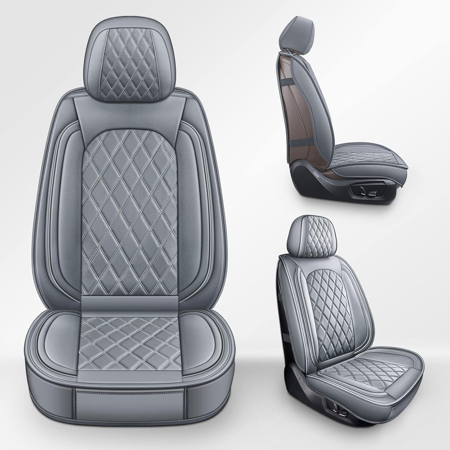 MIROZO Dodge Ram Seat Covers with Split Bench 40/60,Waterproof Truck Ram Seat Covers Compatible with 2009-2025 Dodge Ram 1500 2500 3500 Truck Pickup Crew Quad Cab (Gray,Full Set Curved Back)