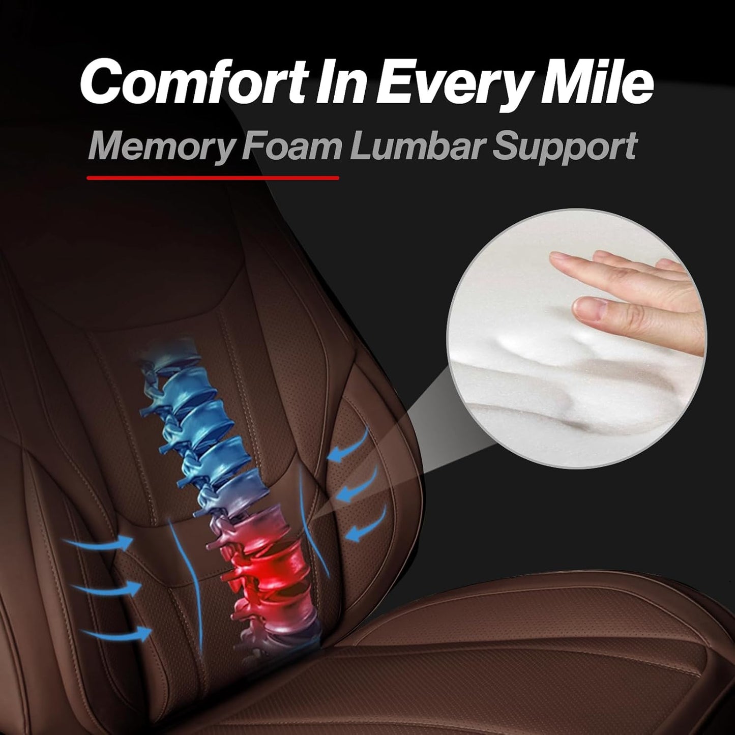 Coverland Custom Car Seat Covers Compatible with F150, F250, F350 Super Duty - Premium Leather Non-Slip Memory Foam Waterproof Custom Interior Protector Full Set-Dark Brown [See Size Chart-Size X109]