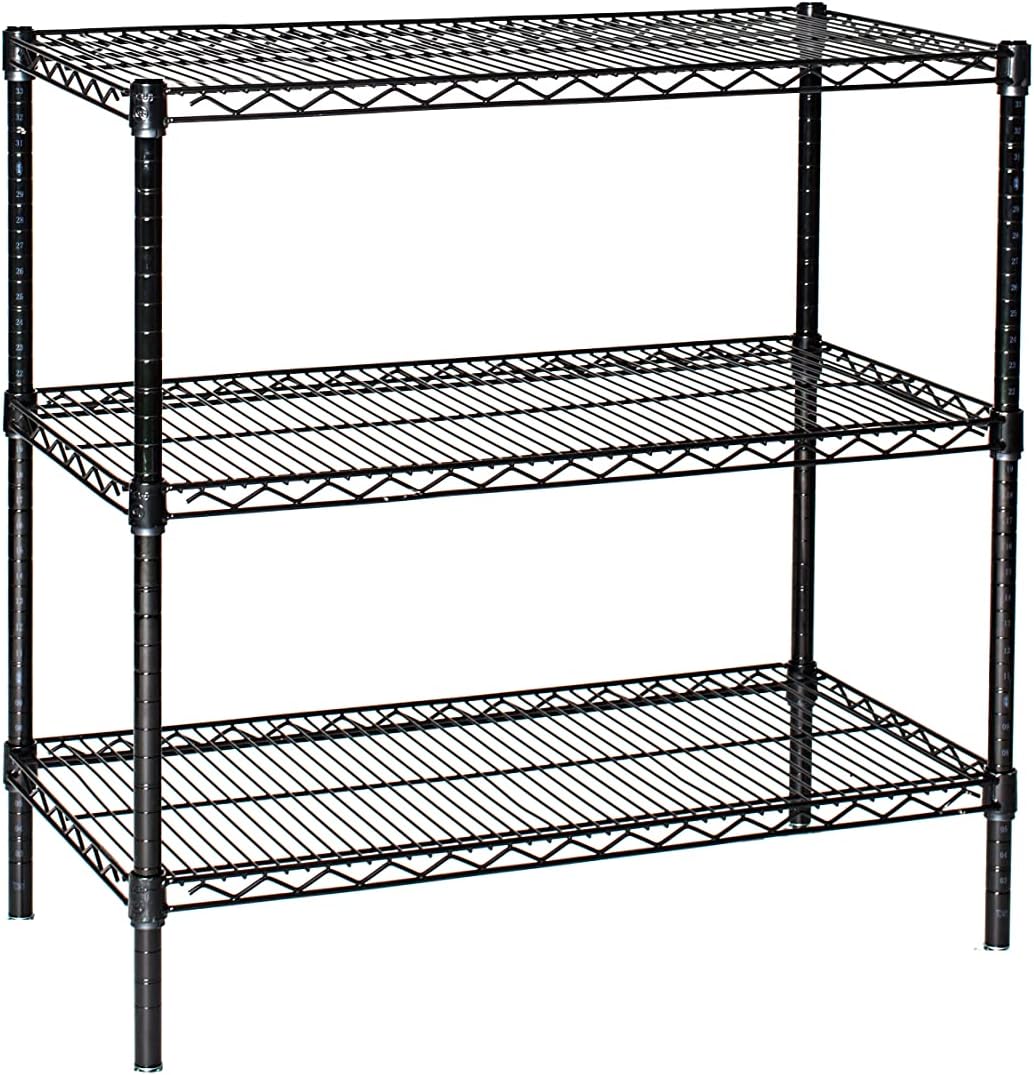 Omega 14" Deep x 42" Wide x 63" High 3 Tier Black Starter Shelving Unit