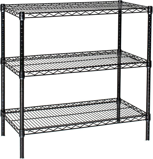 Omega 30" Deep x 60" Wide x 80" High 3 Tier Black Starter Shelving Unit
