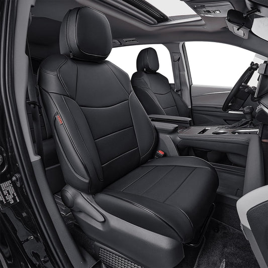 EKR Sienna Seat Covers for 2021-2025 Toyota Sienna Limited,Platinum,2nd Row Captain Chairs with Legrest 7 Seats,Automotive Seat Covers,Car Seat Cover Full Set,Leather(Black)