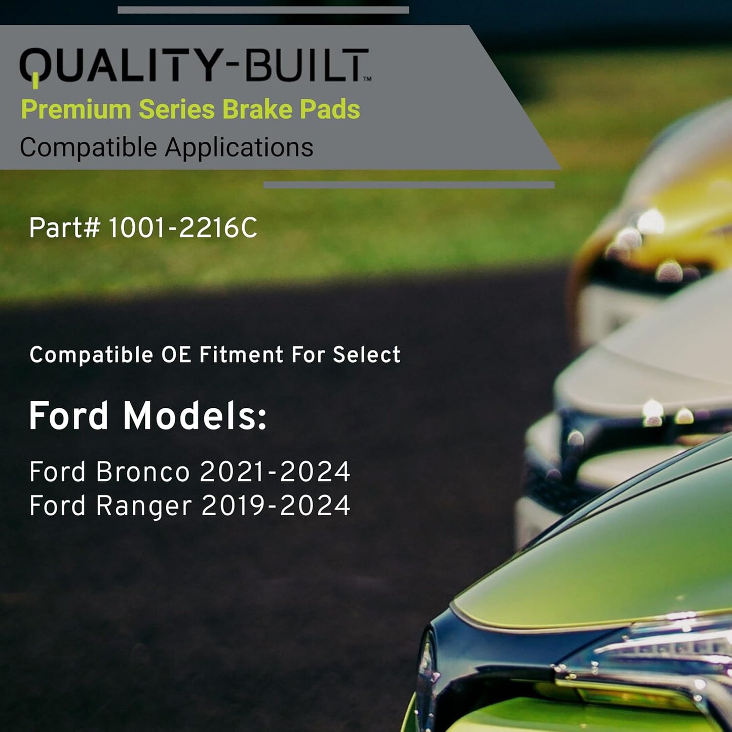 Premium Ceramic Front Brake Pads (1001-2216C) Compatible with Ford Bronco 2021-2024, Ford Ranger 2019-2024