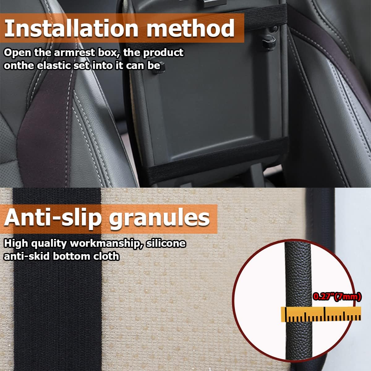 Car Center Console Cushion Pad, Universal Leather Waterproof Armrest Seat Box Cover Protector,Comfortable Car Decor Accessories Fit for Most Cars, Vehicles, SUVs (White)