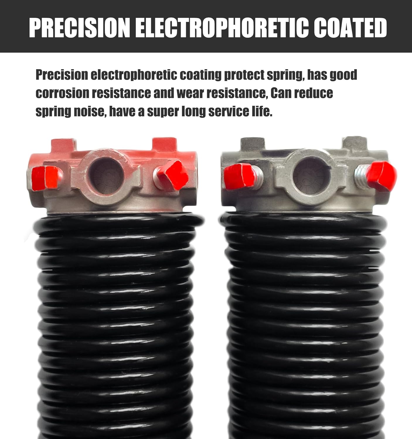 Garage Door Torsion Spring Set, Pair of 2" Electrophoresis Coated Garage Door Spring Replacement with 2 Non-Slip Winding Bars and Bearing, Minimum 16000 Cycles (.243x2x28")
