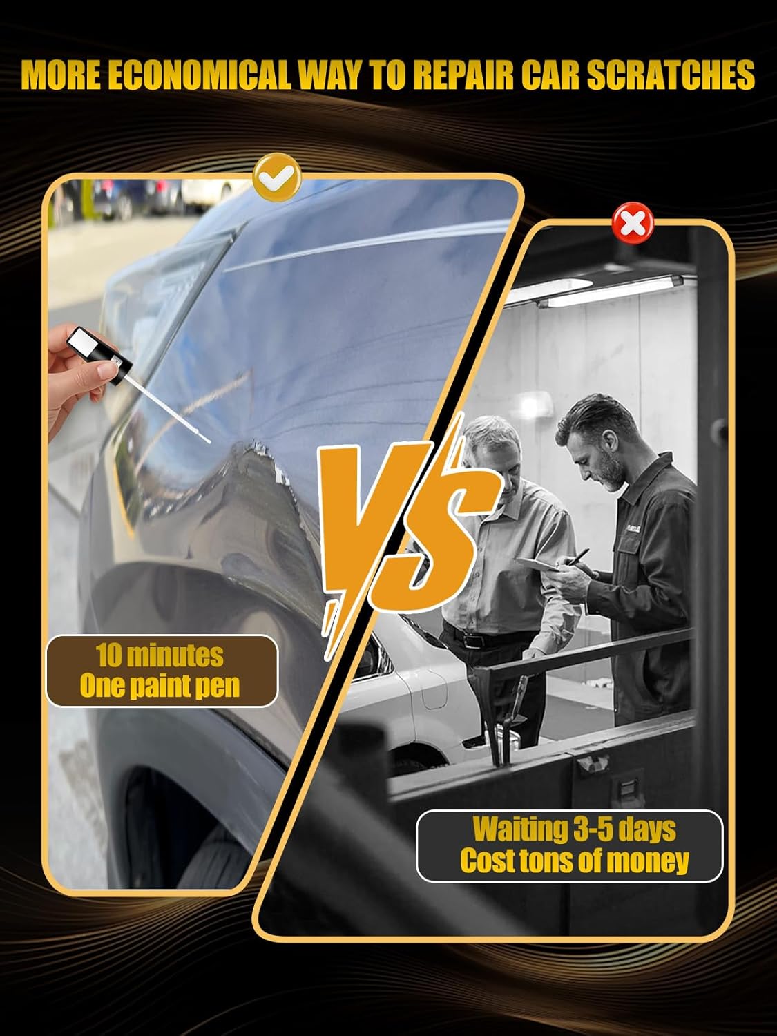 (744/9744) Brilliant Silver Metallic Touch Up Paint Compatible with Mercedes-Benz, Exact Match Car Paint Pen Automotive Scratch Repair Remover Kit Quick & Easy Solution for Vehile Chips and Nicks