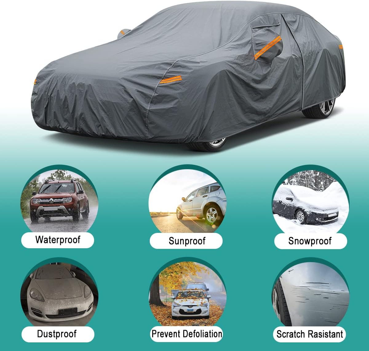 Premium Car Cover Custom Fit Toyota Corolla (2006-2025), 16 Layers Heavy Duty Car Cover Waterproof All Weather with Zipper Door for Sun Rain Snow Dust Uv Protection