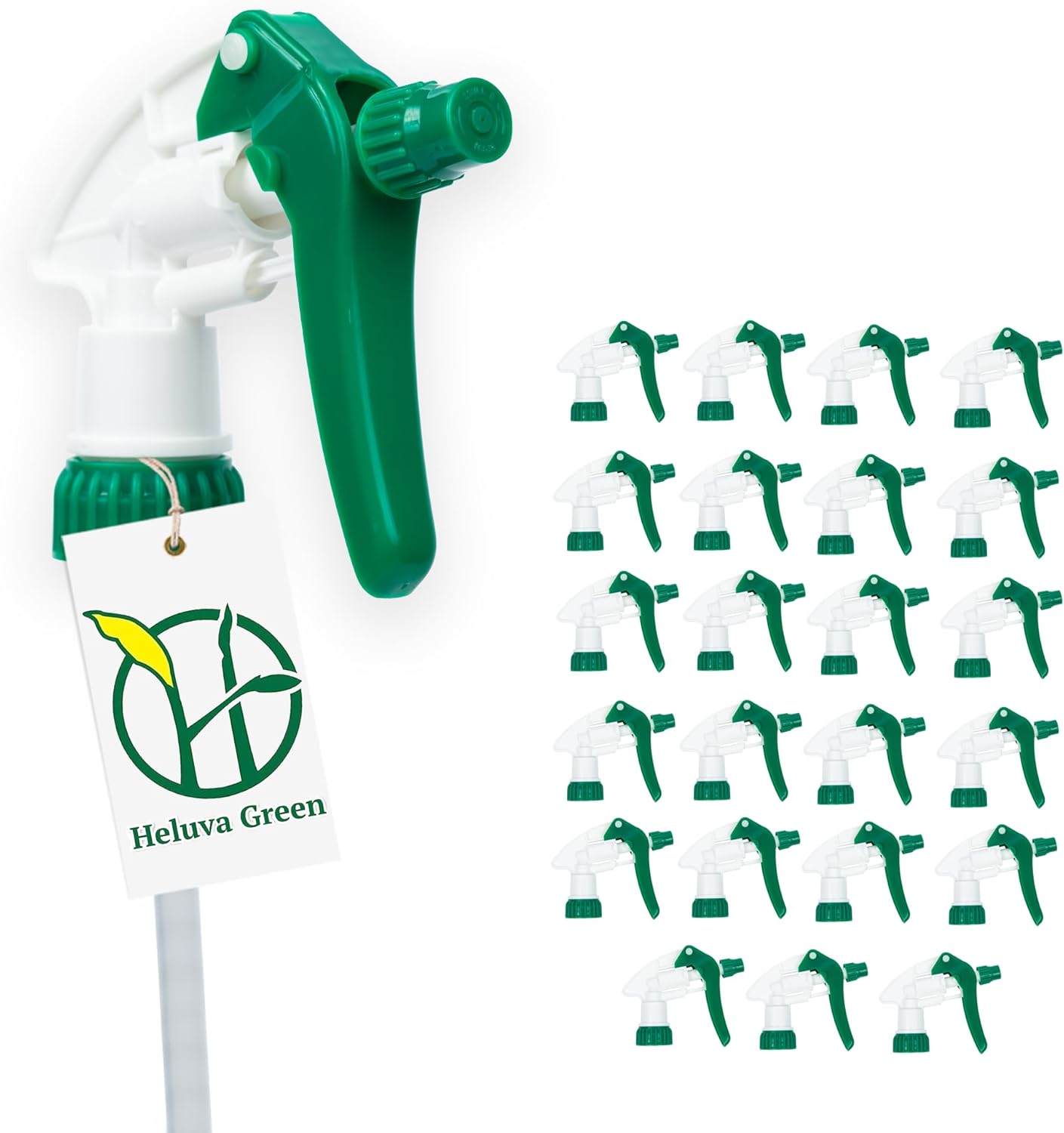 Spray Bottle Nozzle Replacement, Bottle Tops Only - Sprayer Nozzle Triggers for Heavy Duty, Commercial, Home Cleaning Solutions - Fits 8,16,24,32 oz Plastic & Glass Bottles, Green 24 pack