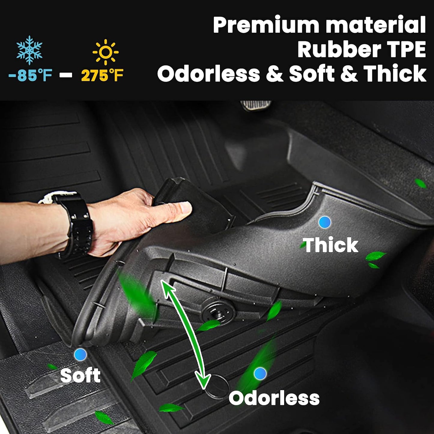 Auxko All Weather Floor Mats Fits for Honda HR-V Include Hybrid 2023 2024 2025 2026 TPE Rubber Liners All Season Guard Odorless Anti-Slip Mats for 1st & 2nd Row