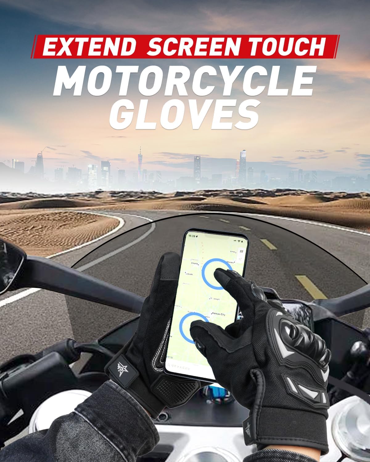 Motorcycle Gloves,Touchscreen Motorbike Gloves with Hard Knuckle Tactical Gloves Riding Gloves Anti-Slip Airsoft Gloves