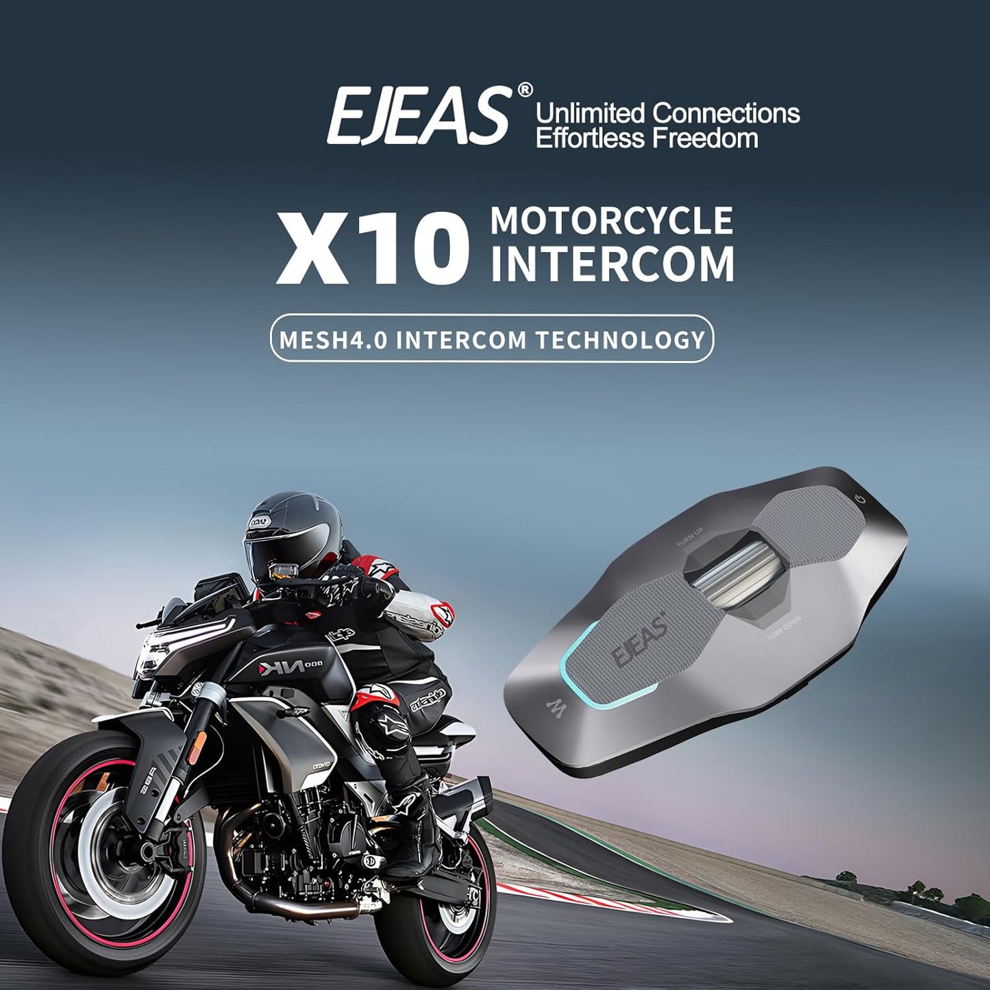 SolaMr X10 Motorcycle Helmet Bluetooth Headset Speakers Headphone, Ski Helmet Intercom Integrated Mesh Communication System Support 10 Riders with Bluetooth 5.1, Music Sharing, FM Radio, Red