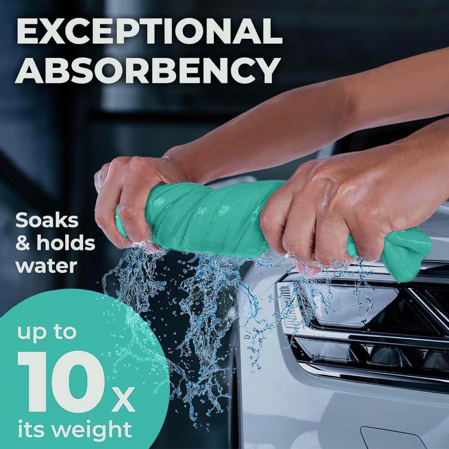 Premium Shammy Cloth for Car Drying - Super Absorbent Reusable Chamois Towel - Scratch-Free - 26'x17'