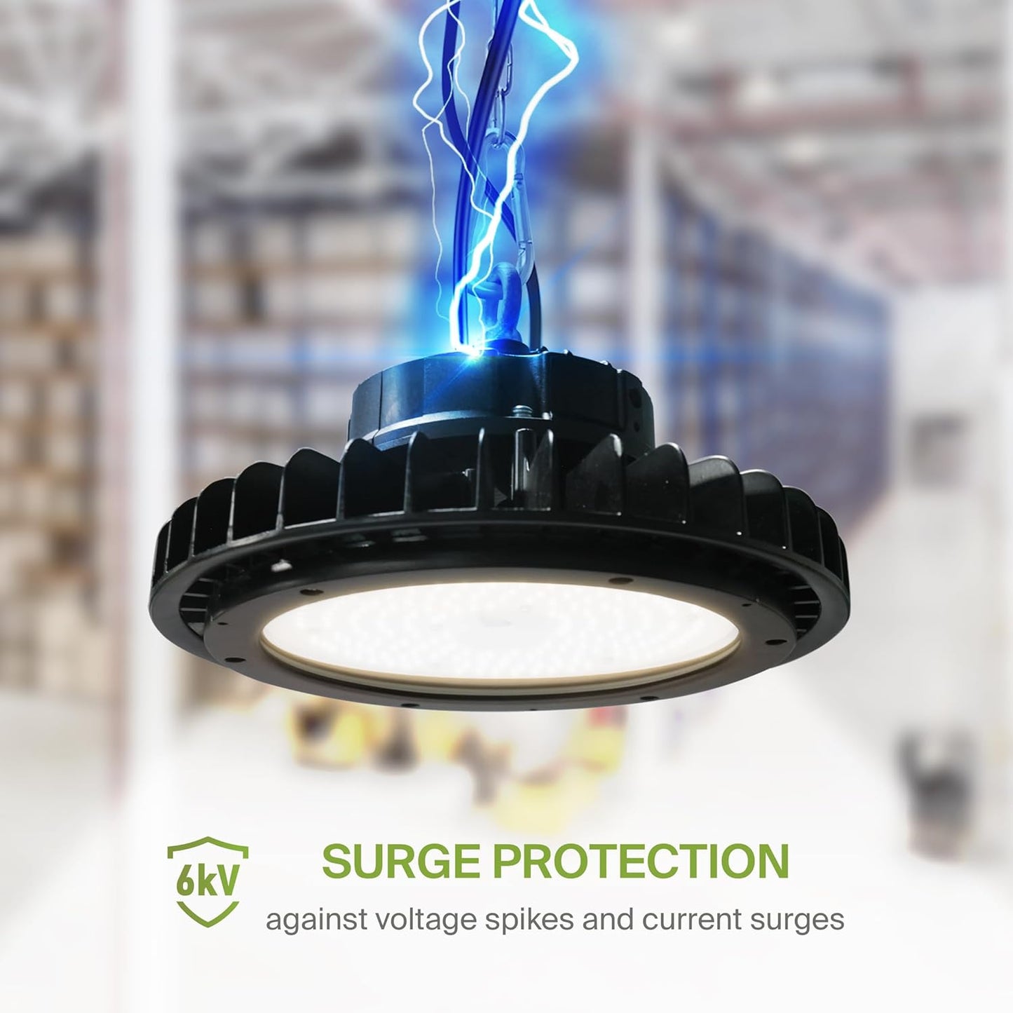 ASD LED High Bay UFO Light Fixture, Commercial Shop Lighting | Dimmable, IP69K Waterproof, DLC Premium, UL Listed | 200W 29000LM 3500K 100-277V | Warehouse, Garage, Workshop, Barn Lamp | Black, 6 Pack
