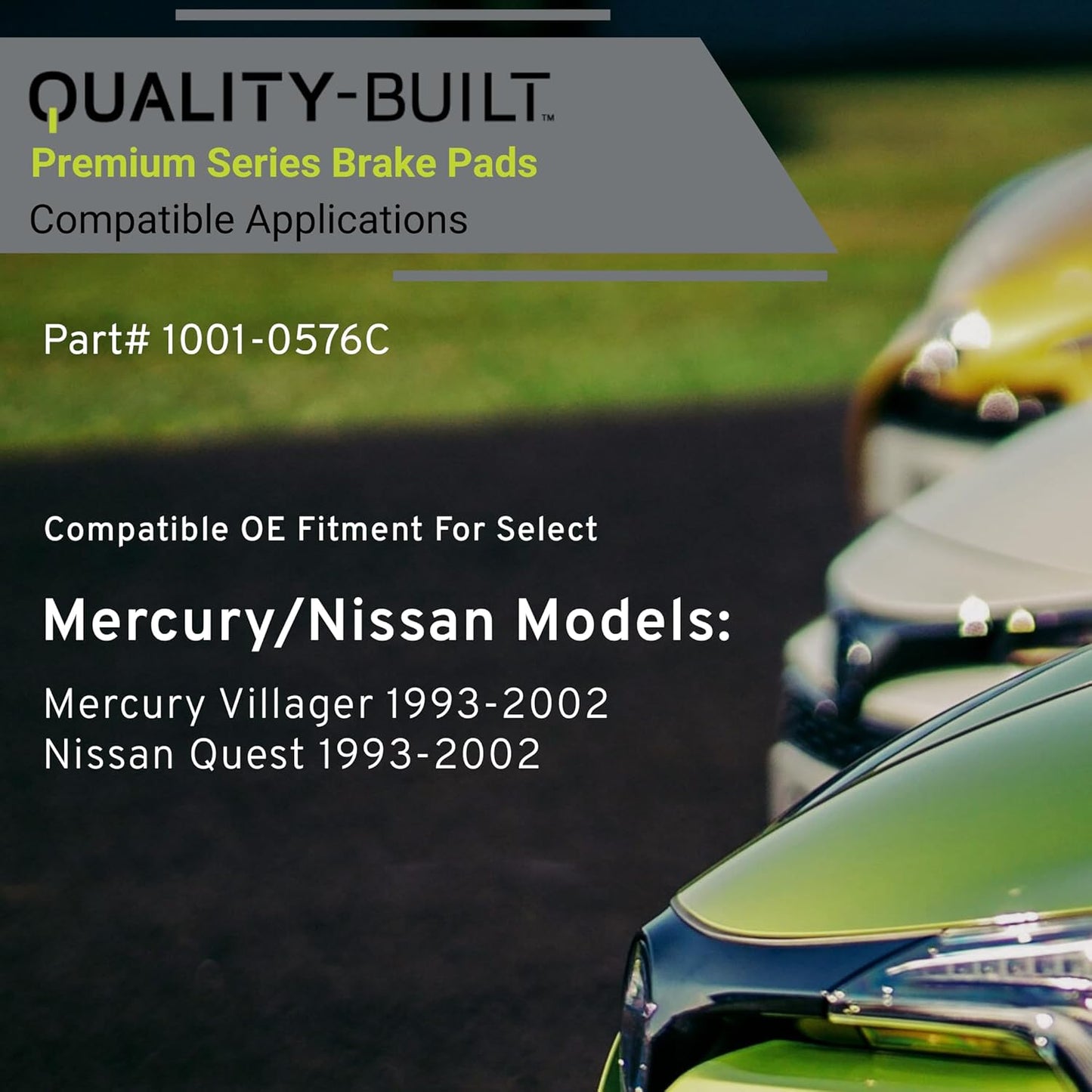 Premium Ceramic Front Brake Pads (1001-0576C) Compatible with Mercury Villager 1993-2002, Nissan Quest 1993-2002