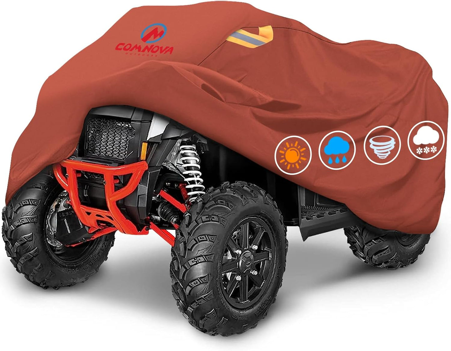 Comnova ATV Cover for 4 Wheelers - 95 Inch ATV Covers 600D Waterproof & Heavy Duty, Outdoor Four Wheeler Quad Cover All Weather Large for Polaris, Kawasaki, Arctic Cat, Honda, Yamaha and More