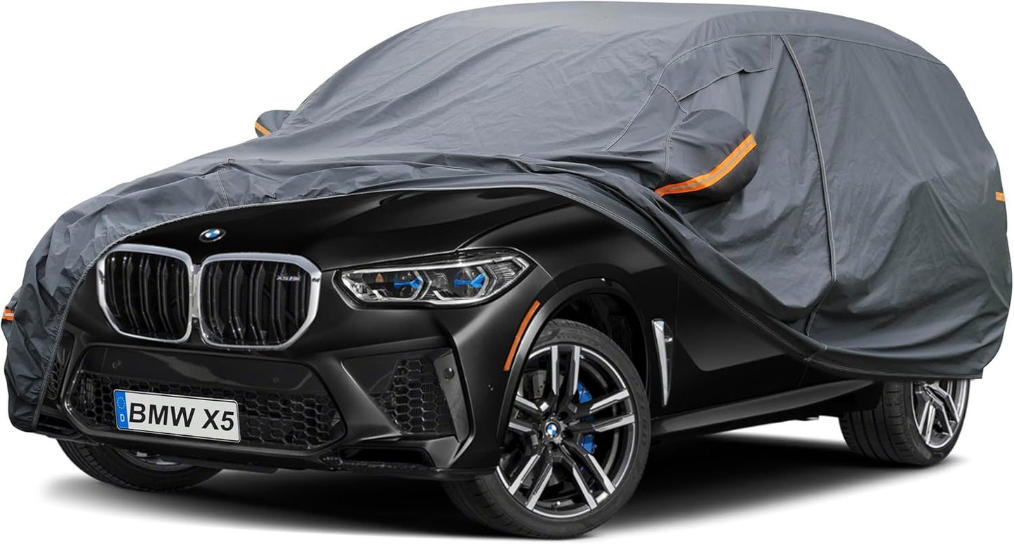 Premium Car Cover Custom Fit BMW X5 (2007-2025), 16 Layers Heavy Duty Car Cover Waterproof All Weather with Zipper Door for Sun Rain Snow Dust Uv Protection