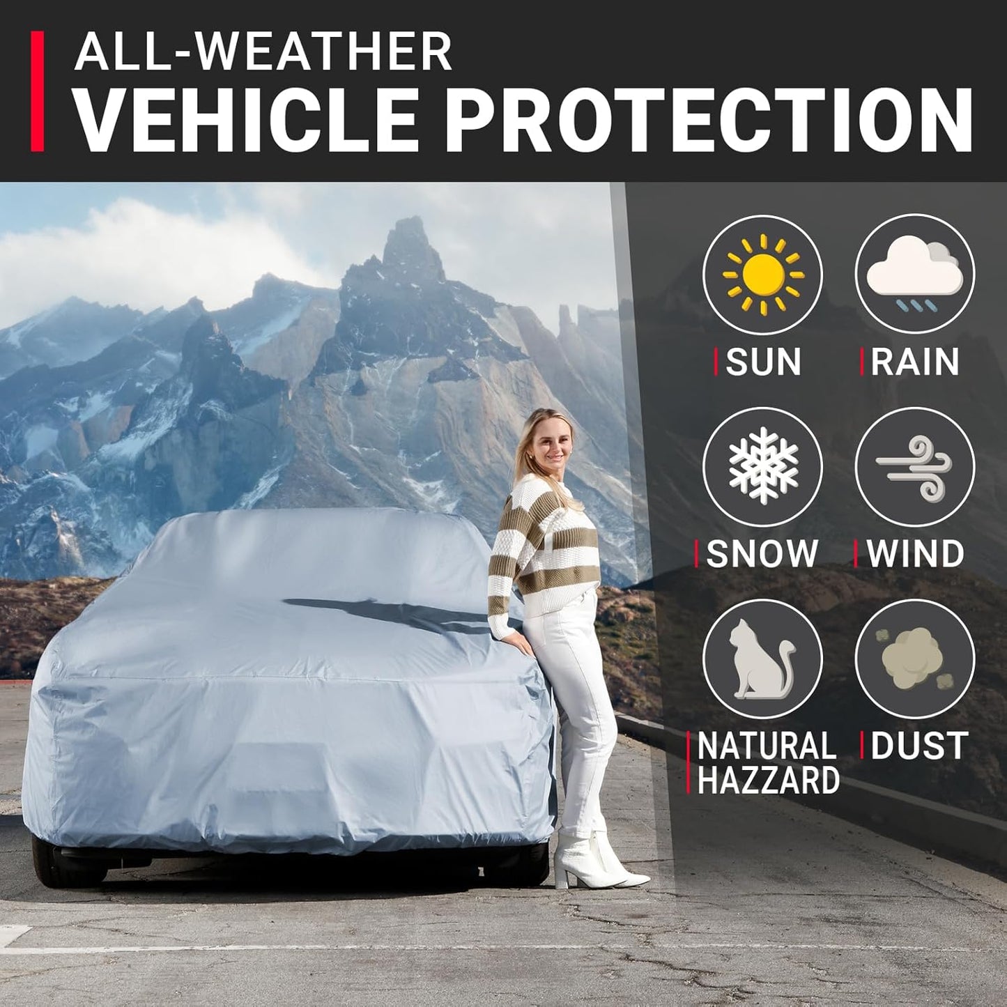 iCarCover Premium Car Cover for 1968-1979 Chevy Nova Heavy Duty Waterproof All-Weather Automobiles Custom Fit Indoor Outdoor UV Snow Protection Covers with Straps and Bag