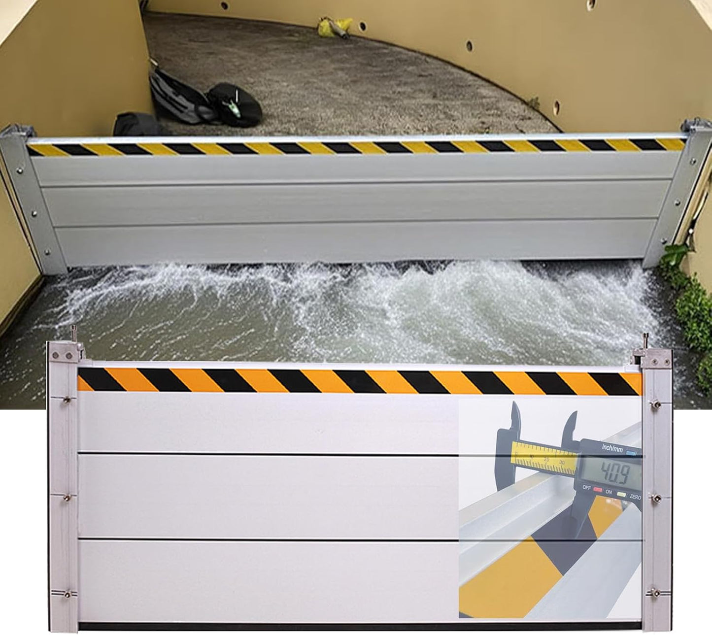 Reusable Heavy Duty Aluminum Flood Barriers for Home Exterior, Flood Protection Barriers Water Barrier Door Quick Detachable Garage Doors Detachable Mobile Rain Water Baffle ( H 55.1 inch L 2FT)