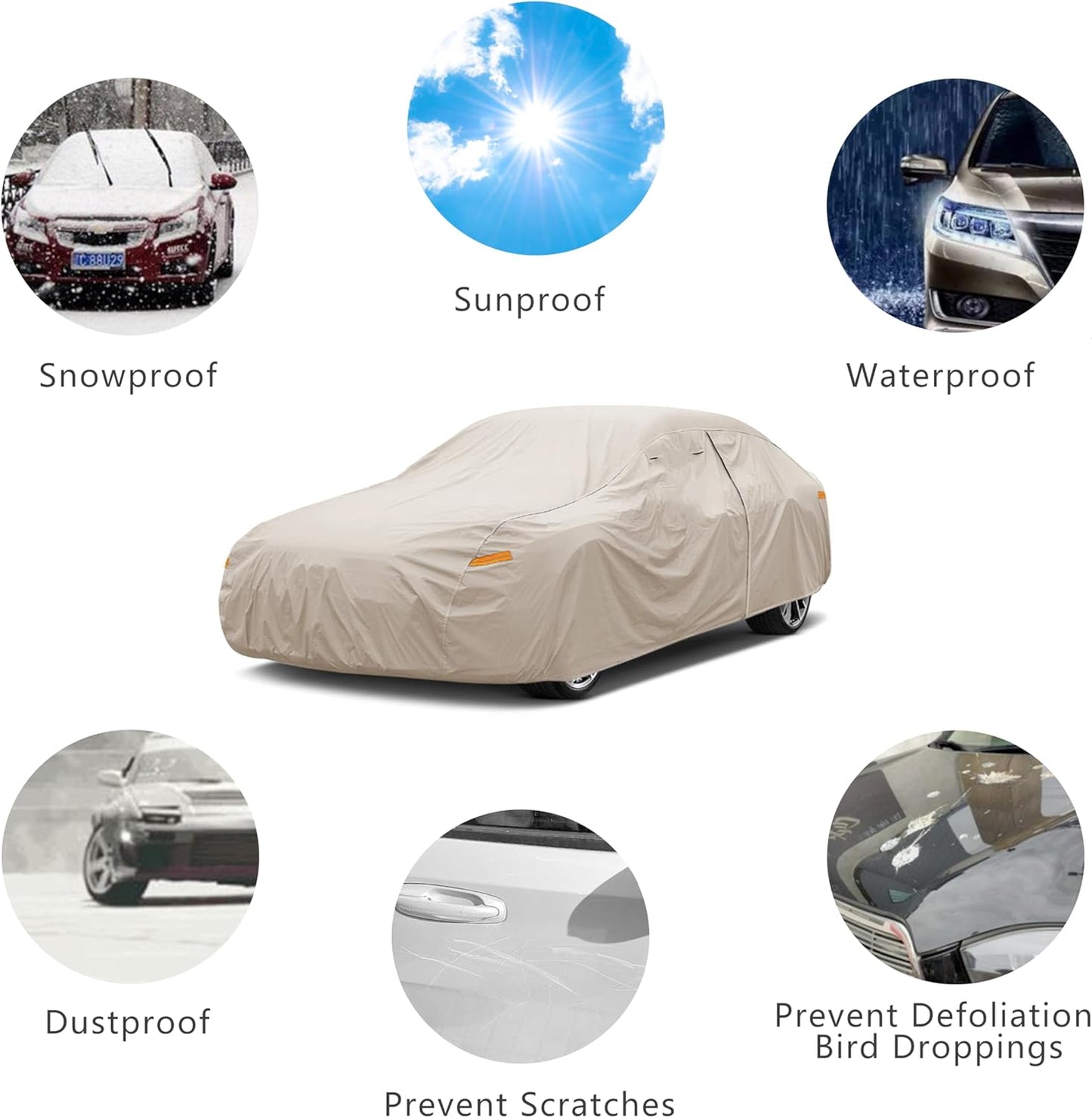 Heavy Duty Outdoor Car Cover Custom Fit for Beetle Bug,Windproof All Weather Waterproof Sun Rain UV Dust Snow Protection Outdoor Car Covers