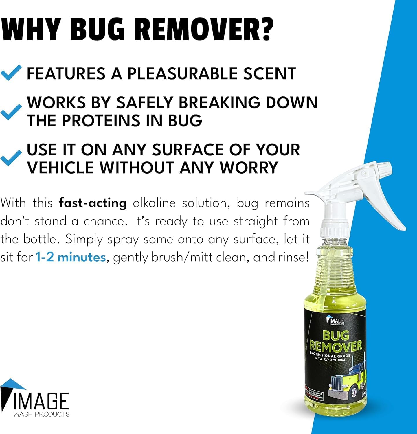 Image Wash Products Bug Remover – 16oz Best Bug Remover for Cars/Truck Exterior | Bug Cleaner for Vehicles, Car Bug Remover Spray, Bug Off Car Cleaner, Bug Wash for Cars