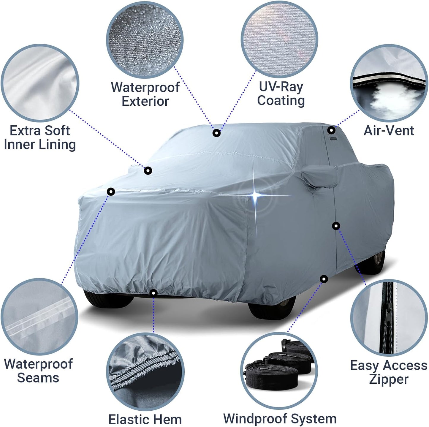 iCarCover Fits 1997-2024 F-150 SuperCrew Cab, 5.5 ft Short Bed Ford Truck Cover Automobiles Form-Fit Padded Full Exterior Waterproof Automobiles Protection Covers