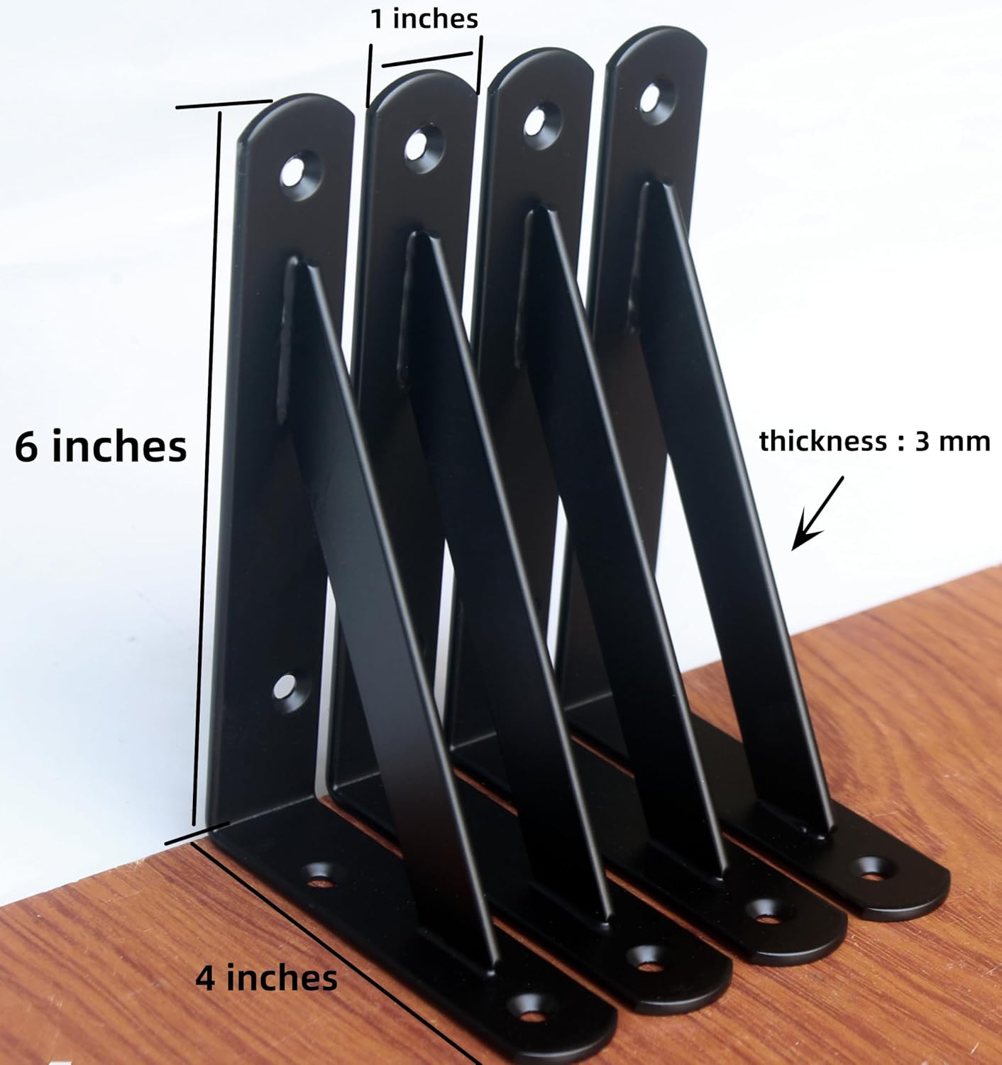 20 Pack L6 x H 4" Black Heavy Duty Shelf Brackets with Screws Metal Shelf Brackets Shelf Support Angle Brackets for Shelves L Brackets Heavy Duty Floating Shelf