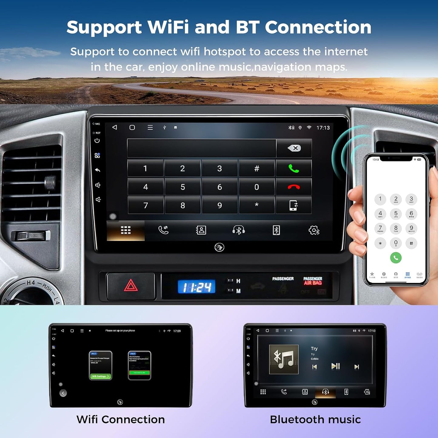 for Toyota Tacoma Radio Upgrade 2005-2015, QLED Touch Screen Car Stereo 9 inch Android 13 Head Unit Replacement with Wireless CarPlay Andriod Auto GPS Navigation 5G WiFi Build in 48EQ FM Radio(2+64G)