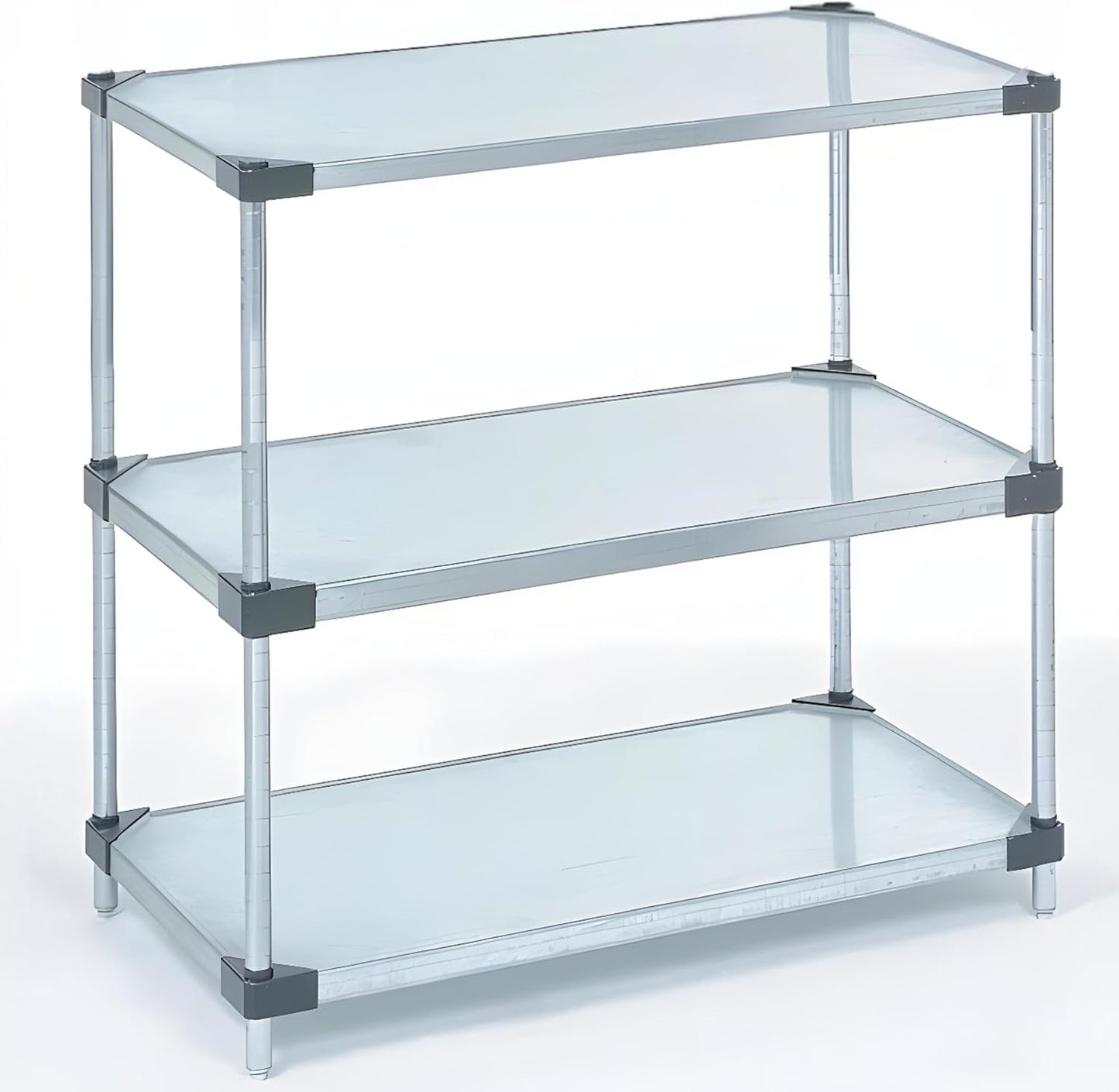 Omega 3-Tier Solid Galvanized Shelves, 21" Deep x 24" Wide x 34" HighHeavy Duty Storage Rack, Shelving Unit, NSF Certified, Ideal for Kitchen Garage Office Restaurant Warehouse 800-lb Capacity